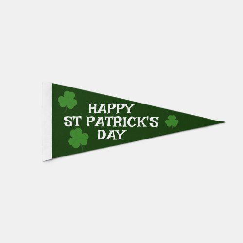 Happy St Patricks Day Green Shamrocks Pennant Flag