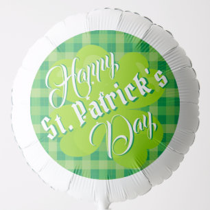 Happy St. Patrick's Day Green Tartan Lucky Clover Balloon
