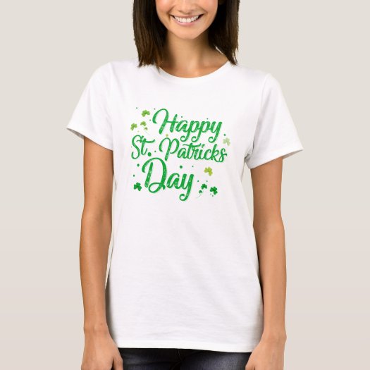 Happy St. Patrick's Day Green Typography Shamrock 