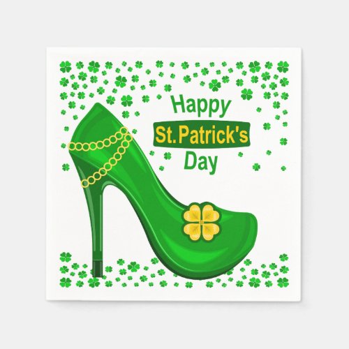 Happy St Patricks Day Green Women High Heel Shoe Napkins