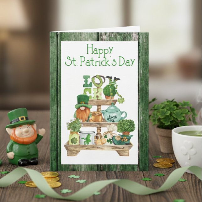 Happy St. Patrick's Day Green WoodPostcard  Holida Holiday Card (Creator Uploaded)