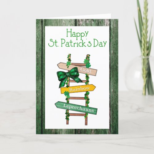 Happy St Patricks Day Green WoodPostcard  Holiday Card