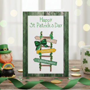 Happy St. Patrick's Day Green WoodPostcard  Holiday Card