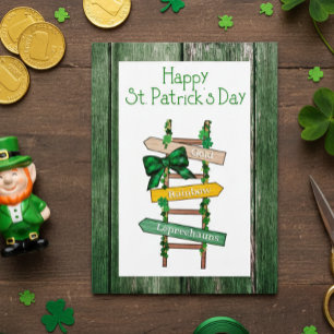Happy St. Patrick's Day Green WoodPostcard Postcard