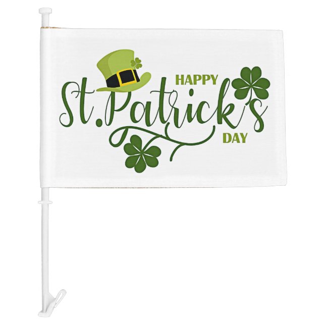 Happy St. Patrick's Day greeting Car Flag (Front)