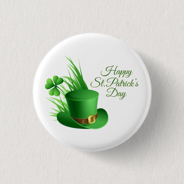 Happy St. Patrick's Day Greetings Pinback Button (Front)