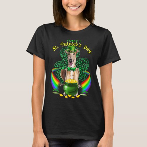 Happy St Patricks Day Greyhound Leprechaun Hat Sha T_Shirt