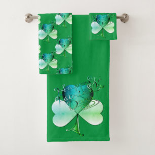 "Happy St. Patrick's Day" Hand-written Bath Towel Set
