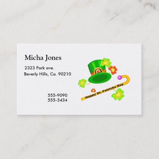 Customizable Happy St. Patrick's Day Hat & Cane Collage Business Card Template