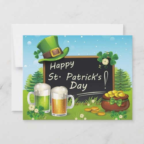 Happy St Patricks Day hat flat greeting card