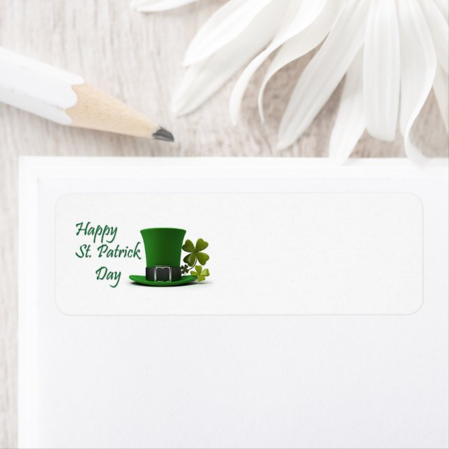 Happy St. Patrick's Day hat return address label (Insitu)