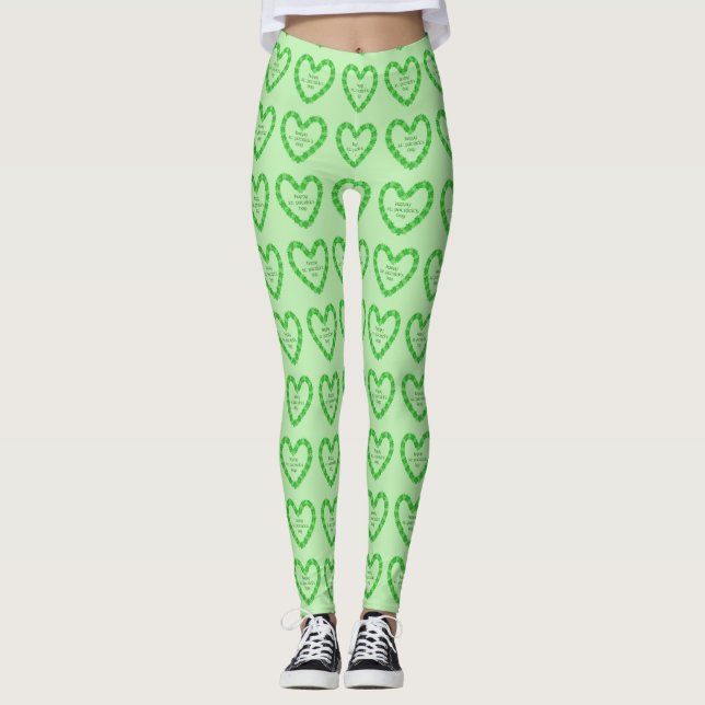 Happy St. Patricks Day Heart Leggings (Front)