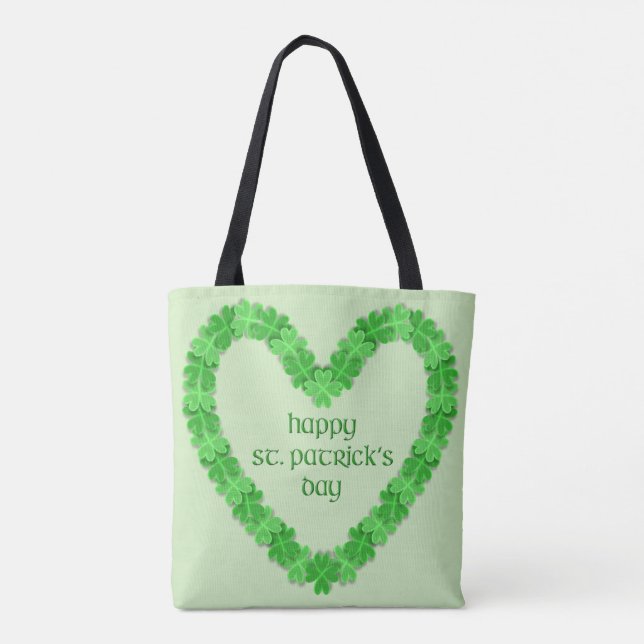 Happy St. Patricks Day Heart Tote Bag (Back)