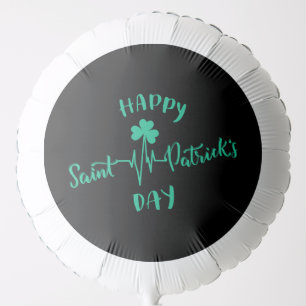 Happy St Patricks Day Heartbeat pulse Shamrock Balloon