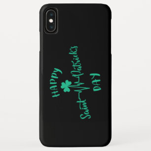 Happy St Patricks Day Heartbeat pulse Shamrock iPhone XS Max Case