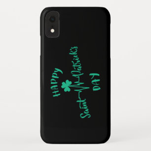 Happy St Patricks Day Heartbeat pulse Shamrock iPhone XR Case