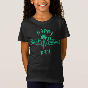 Happy St Patricks Day Heartbeat pulse Shamrock T-Shirt