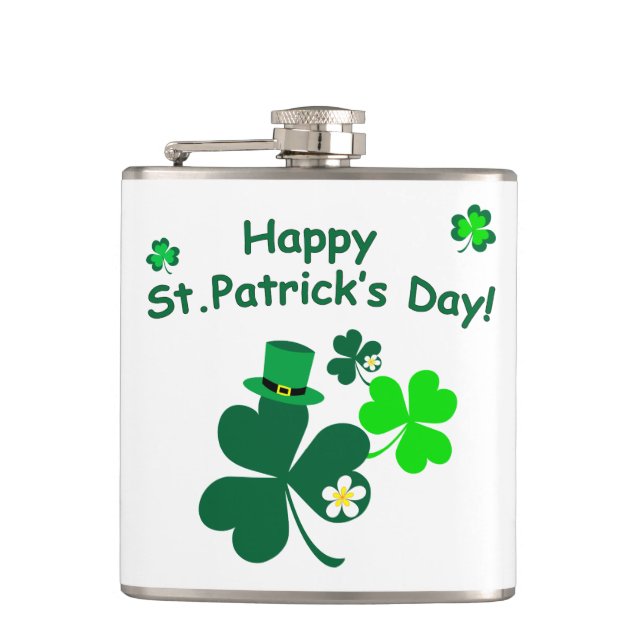 Happy St. Patrick's Day Hip Flask (Front)