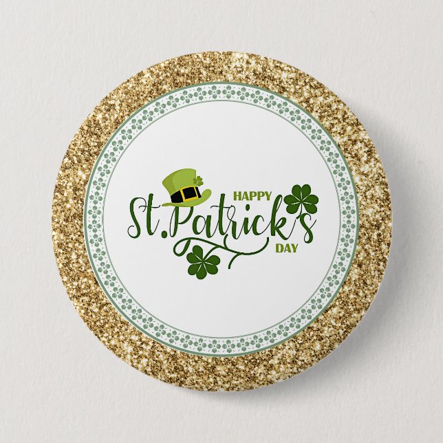 Happy St. Patrick's Day, holiday design, Button (Front)