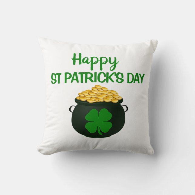 Happy St Patrick's Day Holiday Throw Pillow (Front)