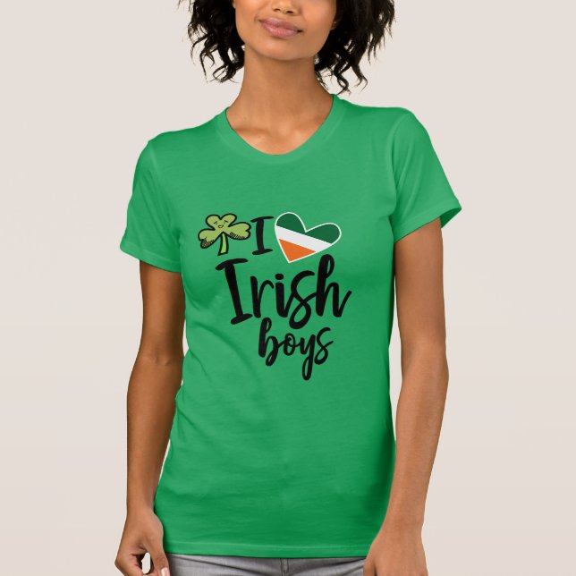 Happy St. Patrick's Day I love Irish boy shamrock  T-Shirt (Front)