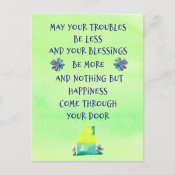 Happy St. Patrick's Day Irish Blessing For Home Postcard by CountryGarden at Zazzle