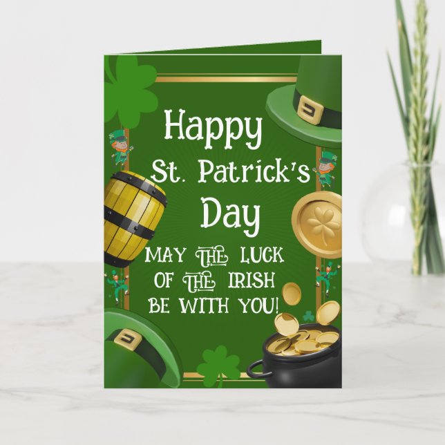 Happy St. Patrick's Day - Irish Blessing & Ornate Card (Front)