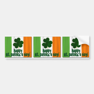 Happy St. Patrick's Day, Irish Flag Color Ireland Bumper Sticker