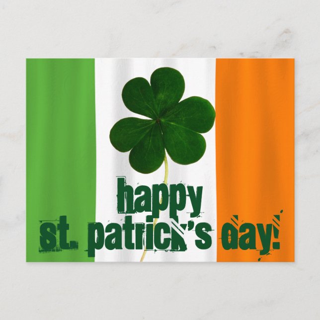 Happy St. Patrick's Day, Irish Flag Color Ireland Postcard (Front)
