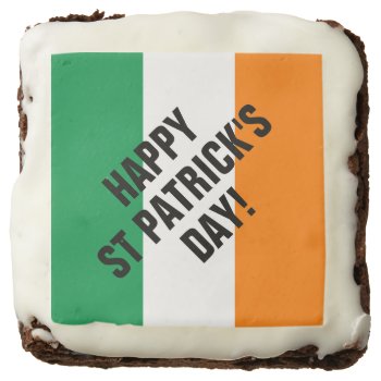 Happy St Patrick's Day Irish Flag Custom Brownie by iprint at Zazzle