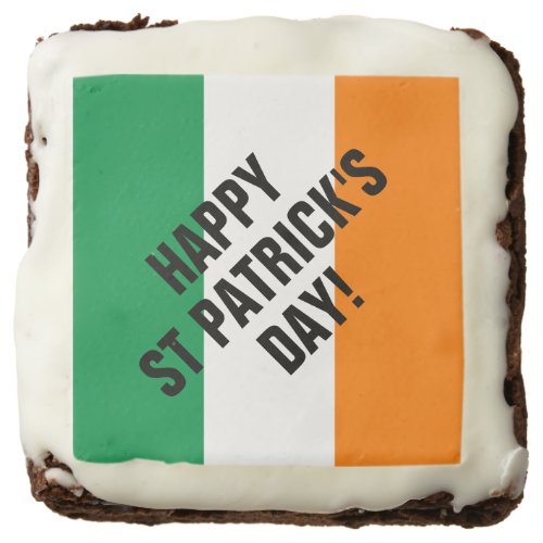 Happy St Patricks Day Irish flag custom brownie