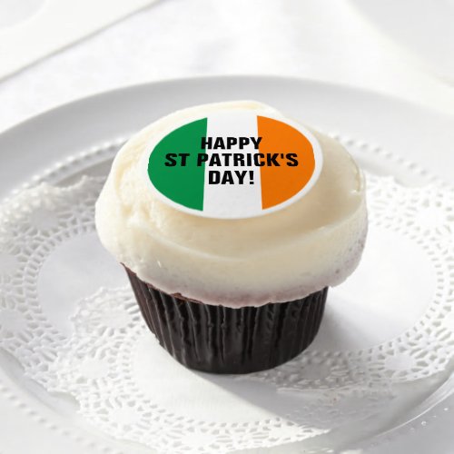 Happy St Patricks Day Irish flag custom sweet Edible Frosting Rounds