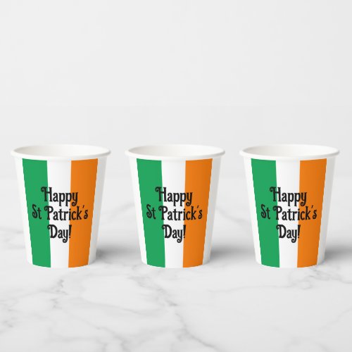 Happy St Patricks Day Irish flag paper party cups