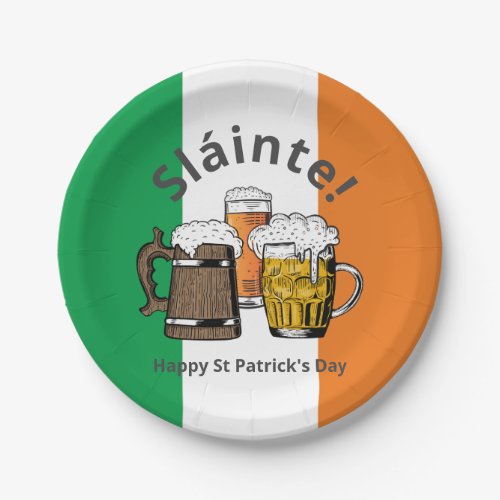 Happy St Patricks Day Irish Flag Paper Plates