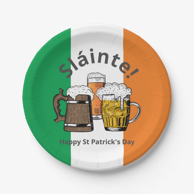 Happy St Patricks Day Irish Flag Paper Plates (Front)