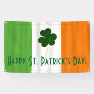 Happy St. Patrick's Day Irish Flag Shamrock Banner