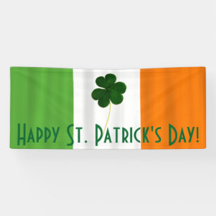 Happy St. Patrick's Day Irish Flag Shamrock Banner