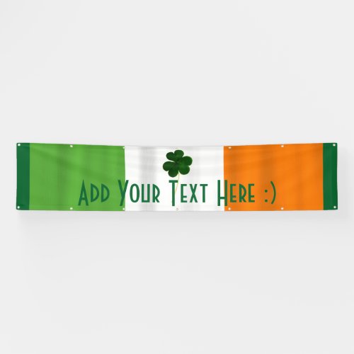 Happy St Patricks Day Irish Flag Shamrock Banner