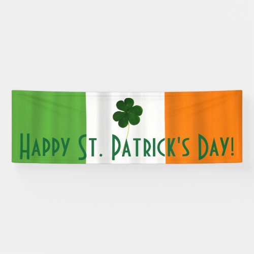 Happy St Patricks Day Irish Flag Shamrock Banner