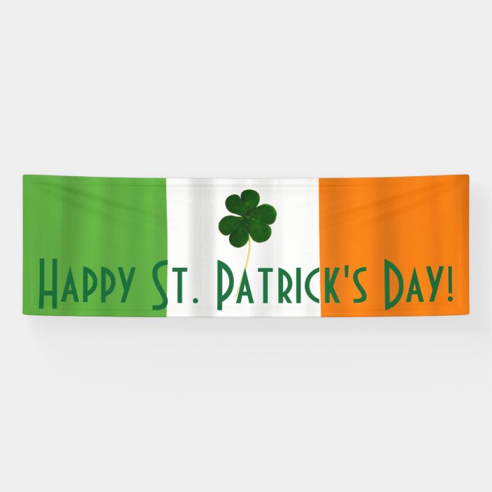 Happy St Patrick S Day Irish Flag Shamrock Banner Zazzle Com