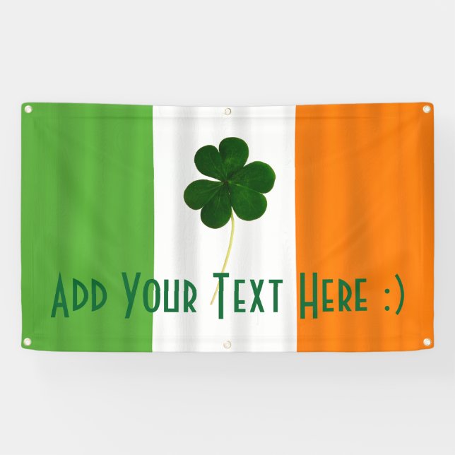Happy St. Patrick's Day Irish Flag Shamrock Banner (Horizontal)