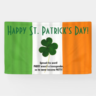 Happy St. Patrick's Day Irish Flag Shamrock Banner