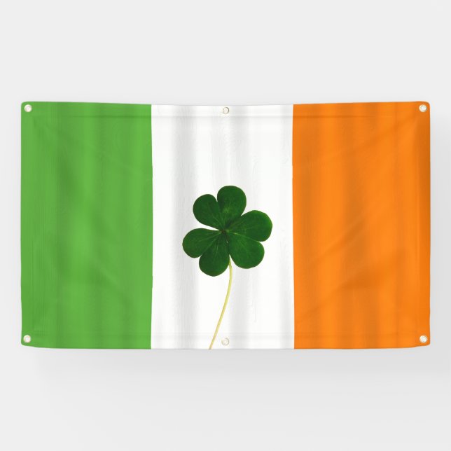 Happy St. Patrick's Day Irish Flag Shamrock Banner (Horizontal)