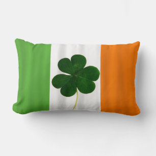 Happy St. Patrick's Day Irish Flag Shamrock Clover Lumbar Pillow