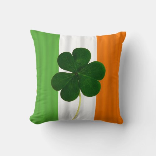 Happy St Patricks Day Irish Flag Shamrock Clover Throw Pillow