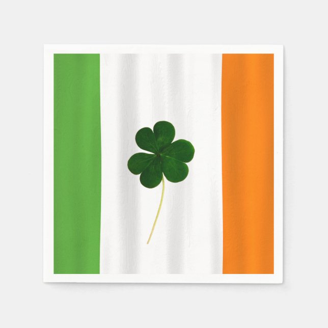 Happy St. Patrick's Day Irish Flag Shamrock Paddy Paper Napkins (Front)