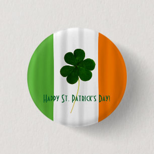 Happy St. Patrick's Day Irish Flag Shamrock Paddy Pinback Button