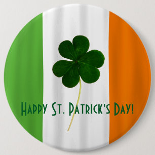 Happy St. Patrick's Day Irish Flag Shamrock Paddy Pinback Button