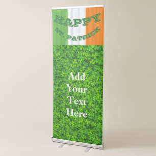 Happy St. Patrick's Day Irish Flag Shamrock Paddy Retractable Banner