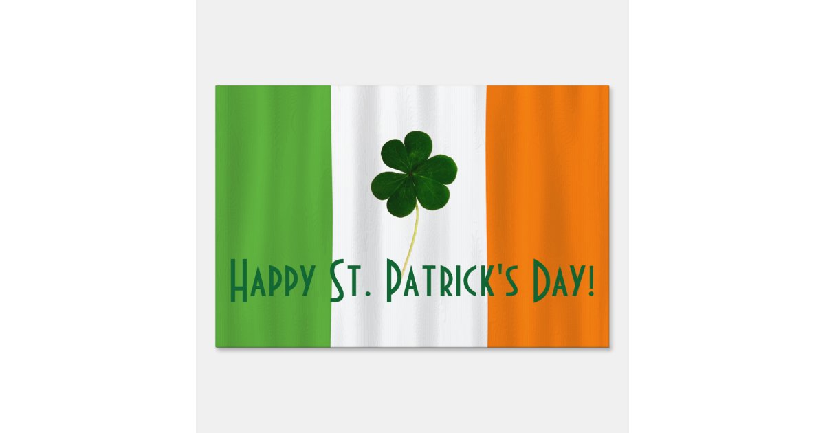 Personalized Happy St. Patrick's Day Irish Flag Shamrock Paddy Sign |  Zazzle.com